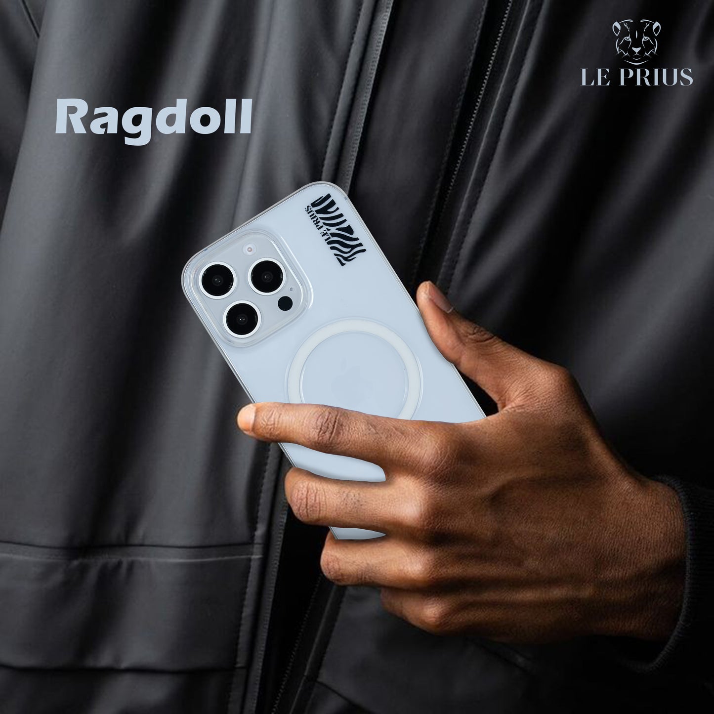 Le Prius Ragdoll Clear Case For iPhone 16 Series - Black