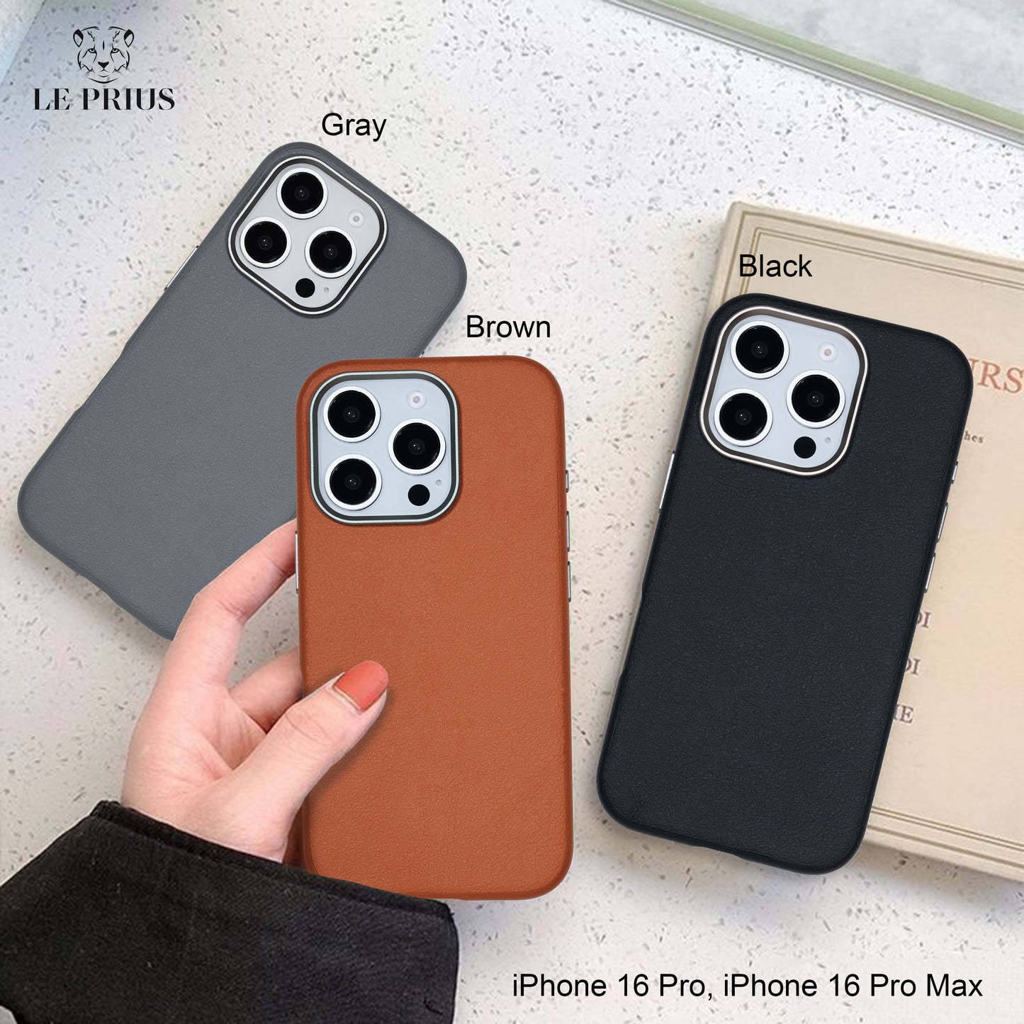 Le Prius Birman TPU Leather Case For iPhone 16 Series - Gray