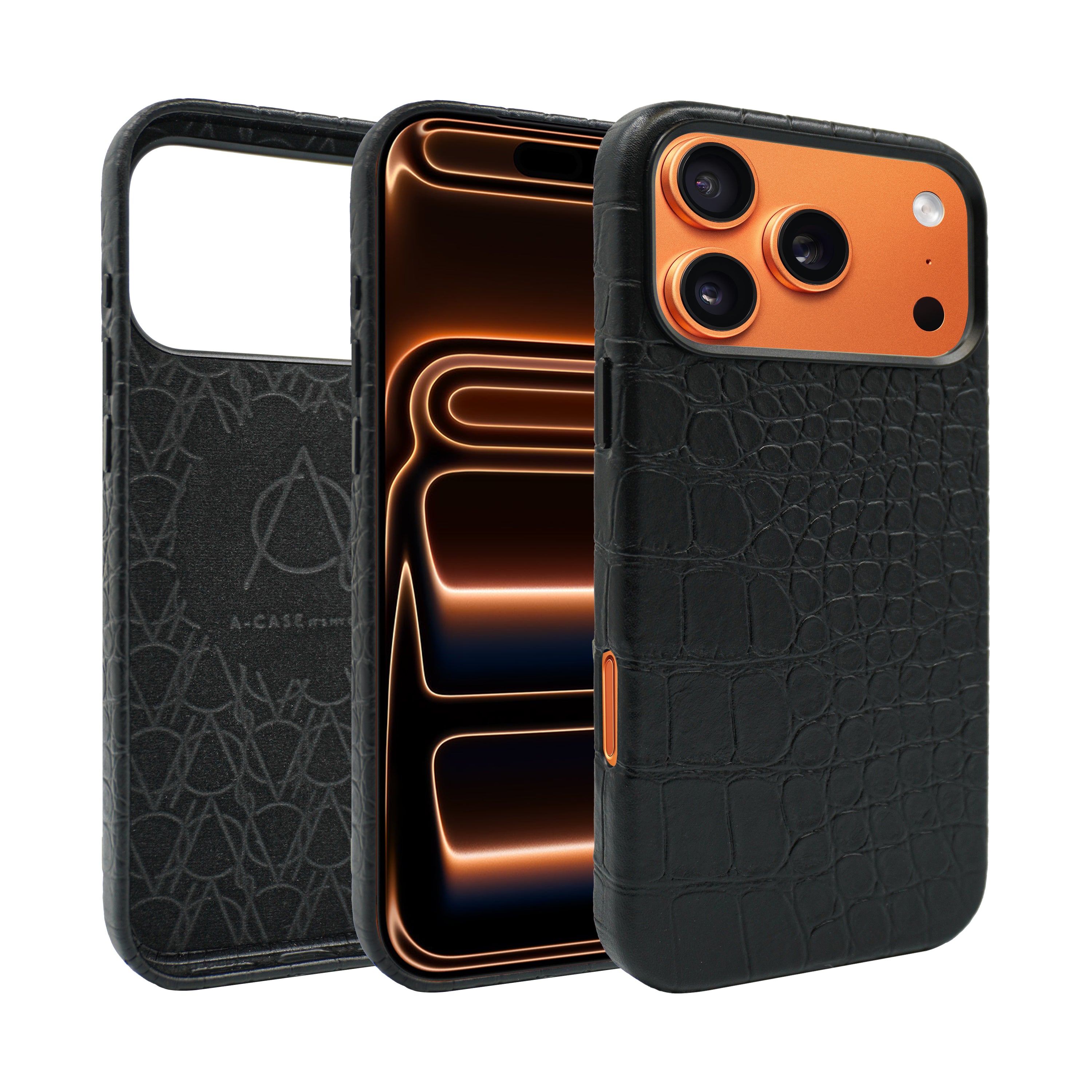 A-Case Genuine Leather Case for iPhone 17 Pro Max With Crocodile Pattern - Javan