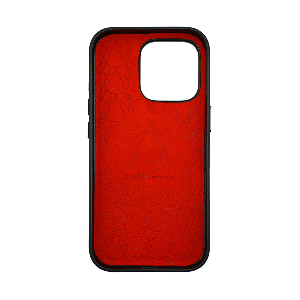 A-Case Tank Pro Vegan Leather Case For iPhone 16 Series - Red
