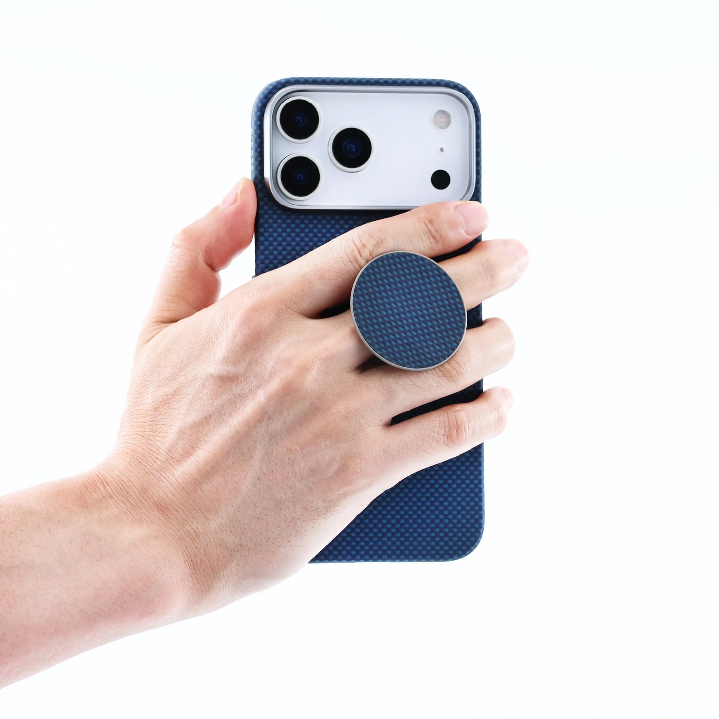 Desen Aramid Fiber Magnetic Phone Grip with Metal Stand - Blue