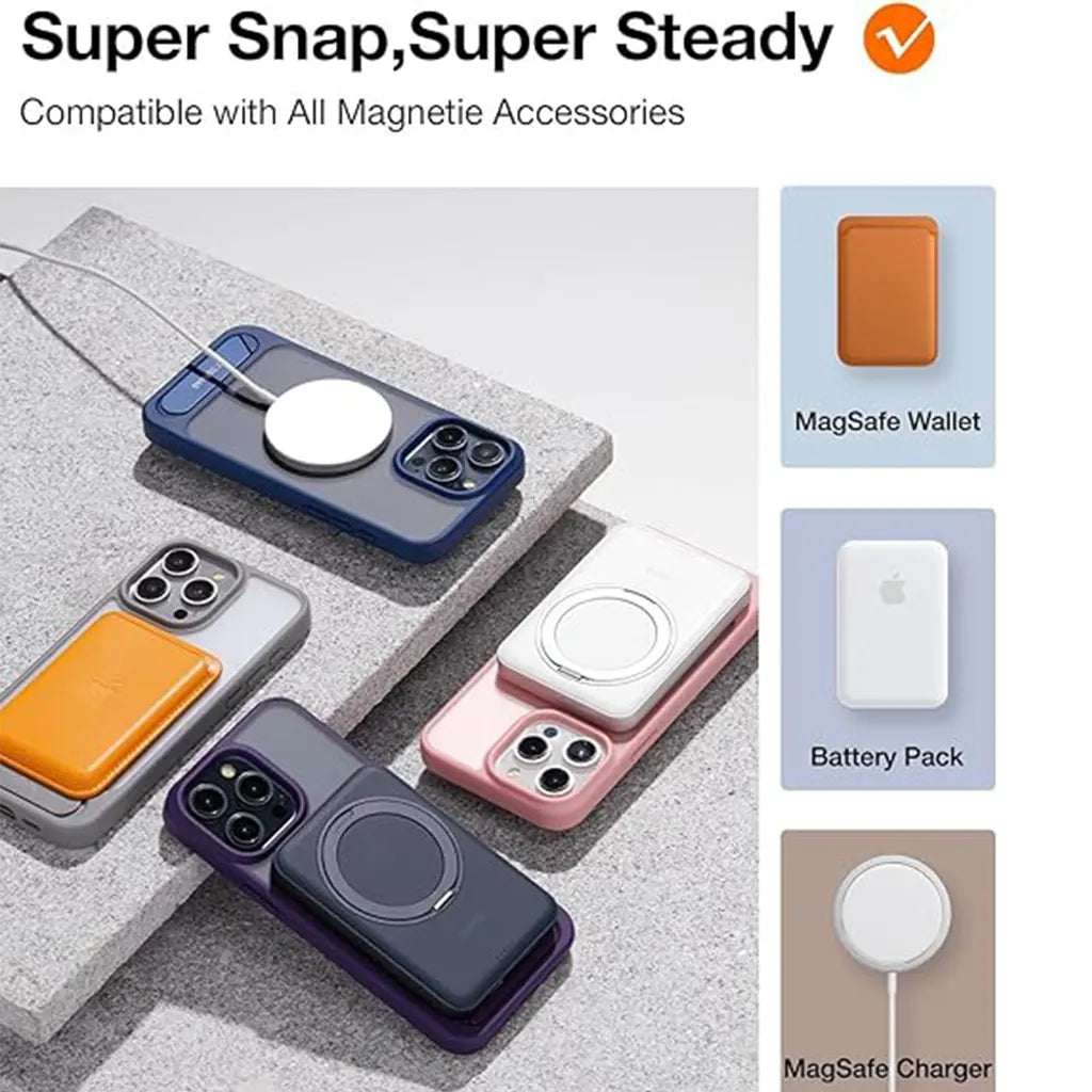Magnetic Seamless Stand Case for iPhone 15 Pro Max -Gray