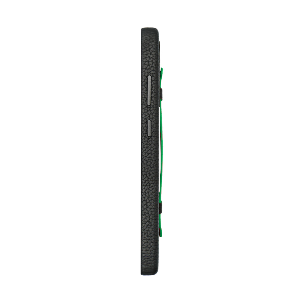 Amur Pro Leather Case For S25 Ultra - Black/Green