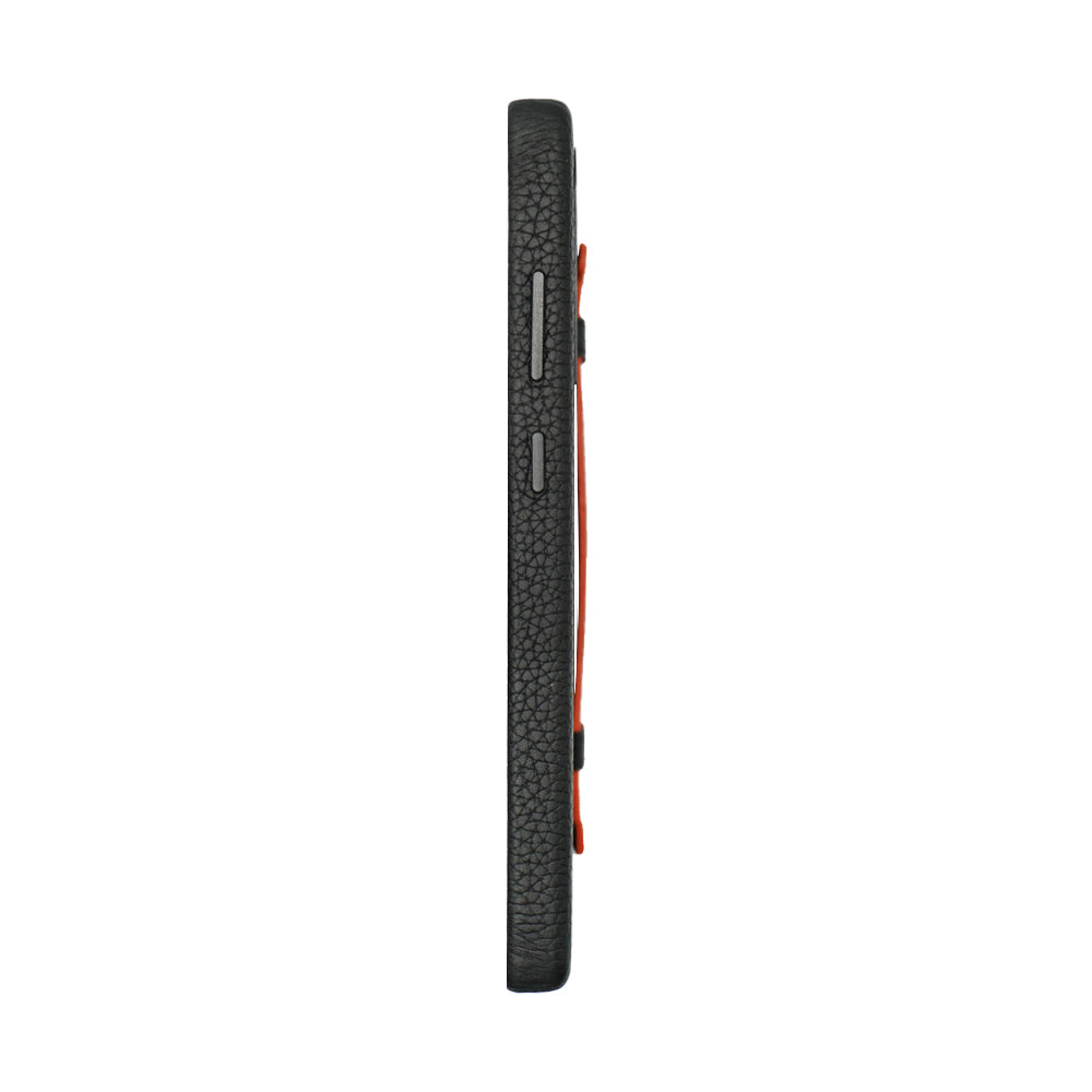 Amur Pro Leather Case For S25 Ultra - Black/Orange