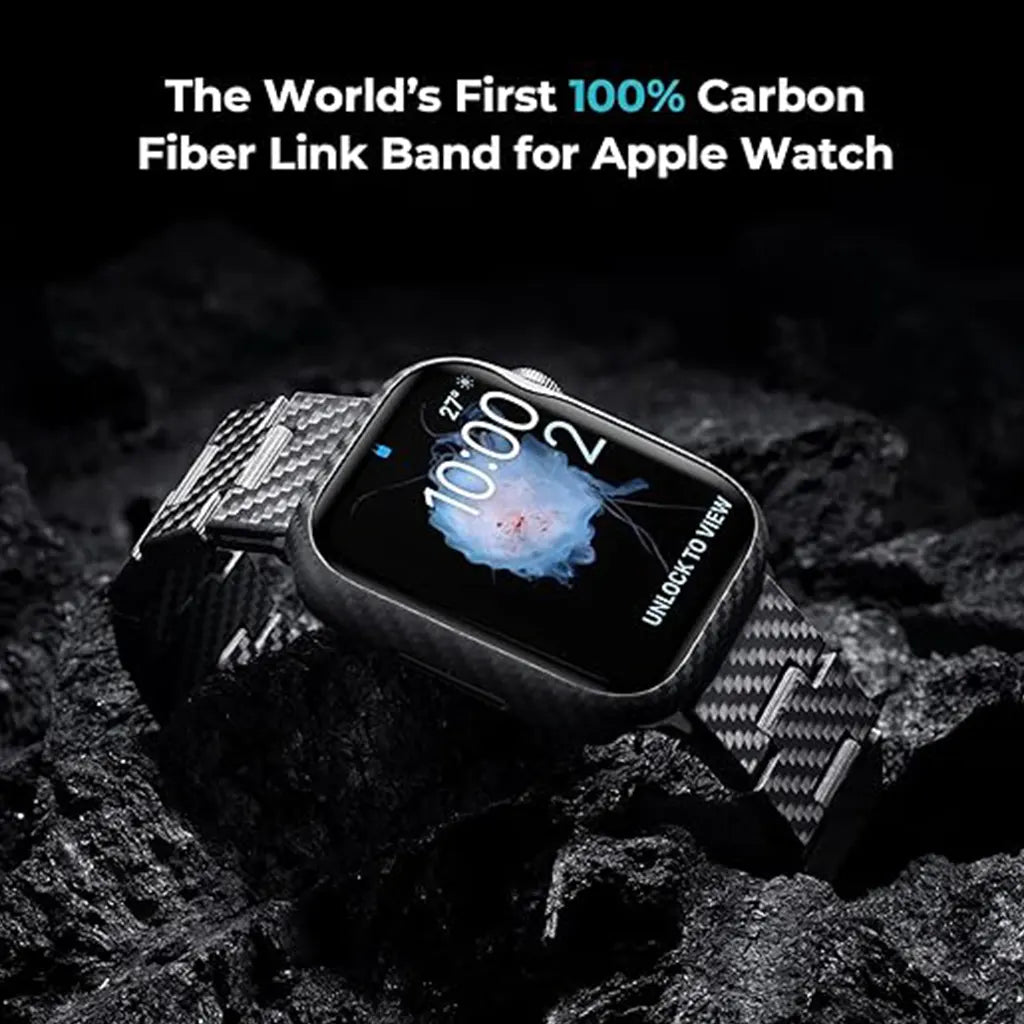 Carbon Fiber Watch Band Compatible with iWatch Series 7/6/SE/5/4/3/2/1-Black