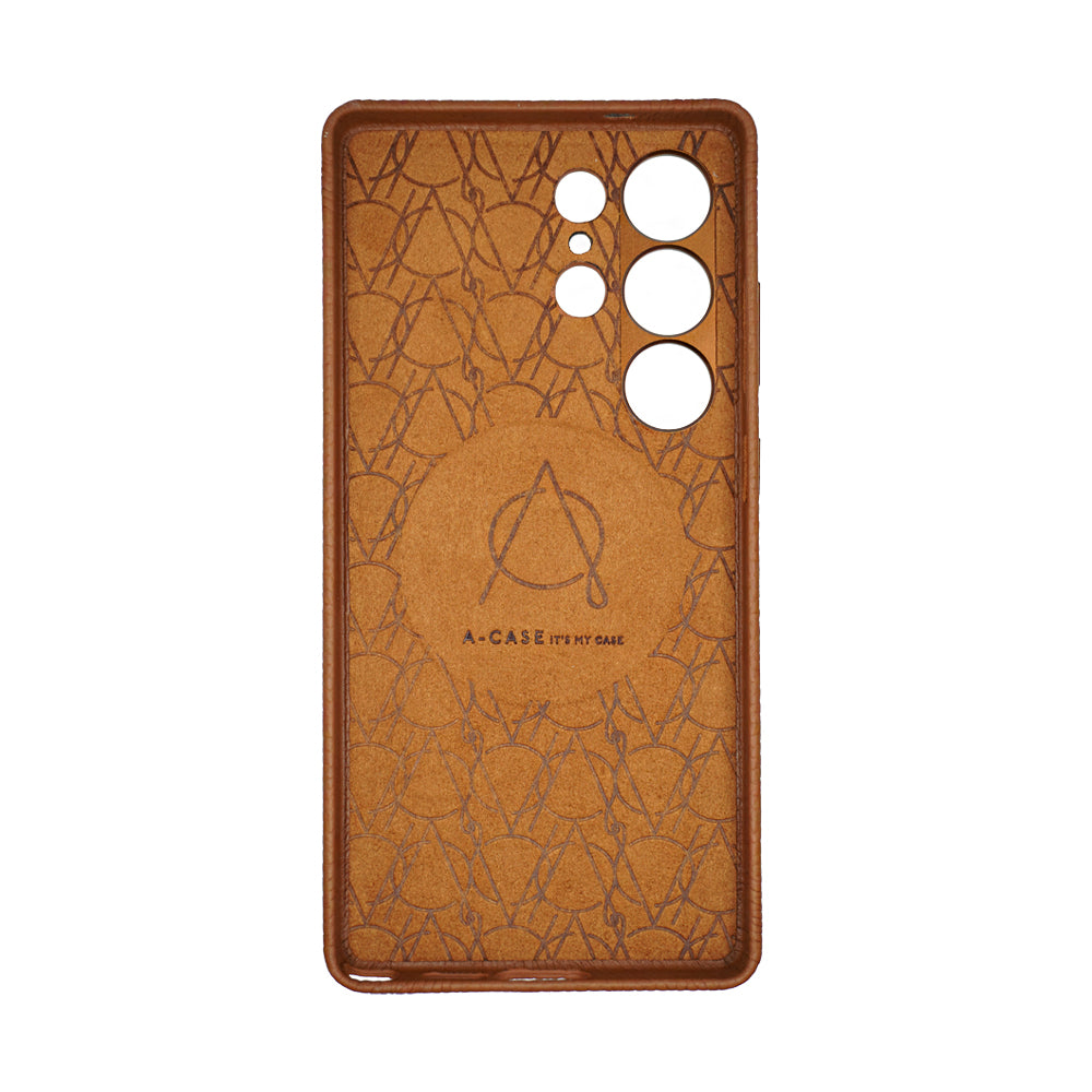 Amur Pro Leather Case For S25 Ultra - Brown/Orange