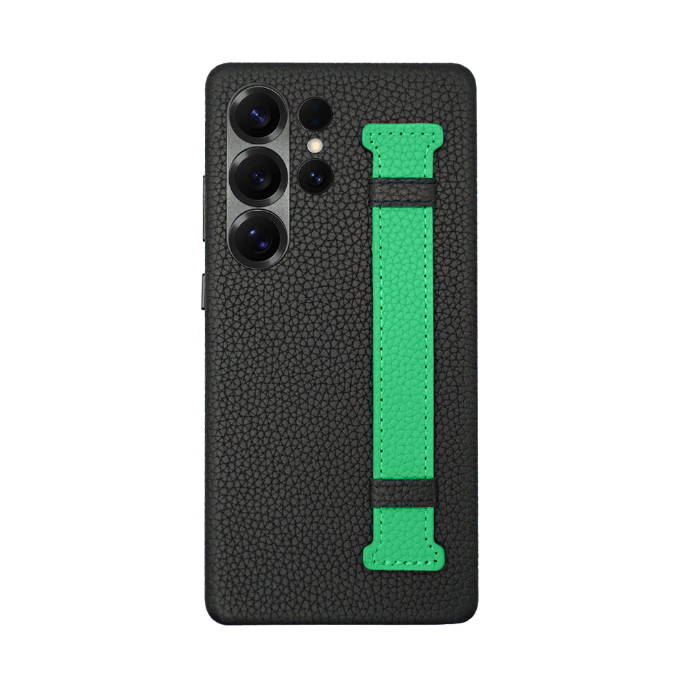 Amur Pro Leather Case For S25 Ultra - Black/Green