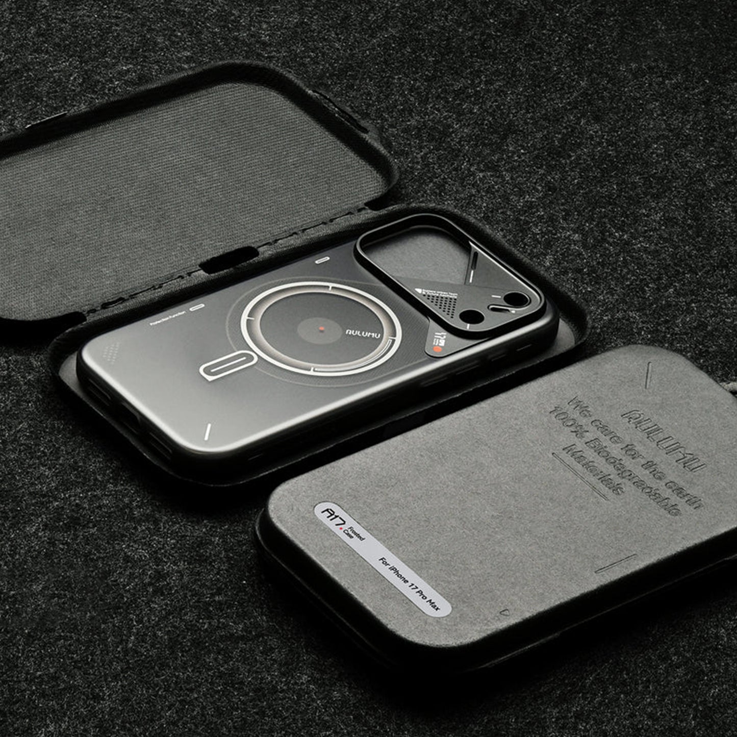 Aulumu A17 Frosted Case Subtle Glowing for iPhone 17 Series - Black