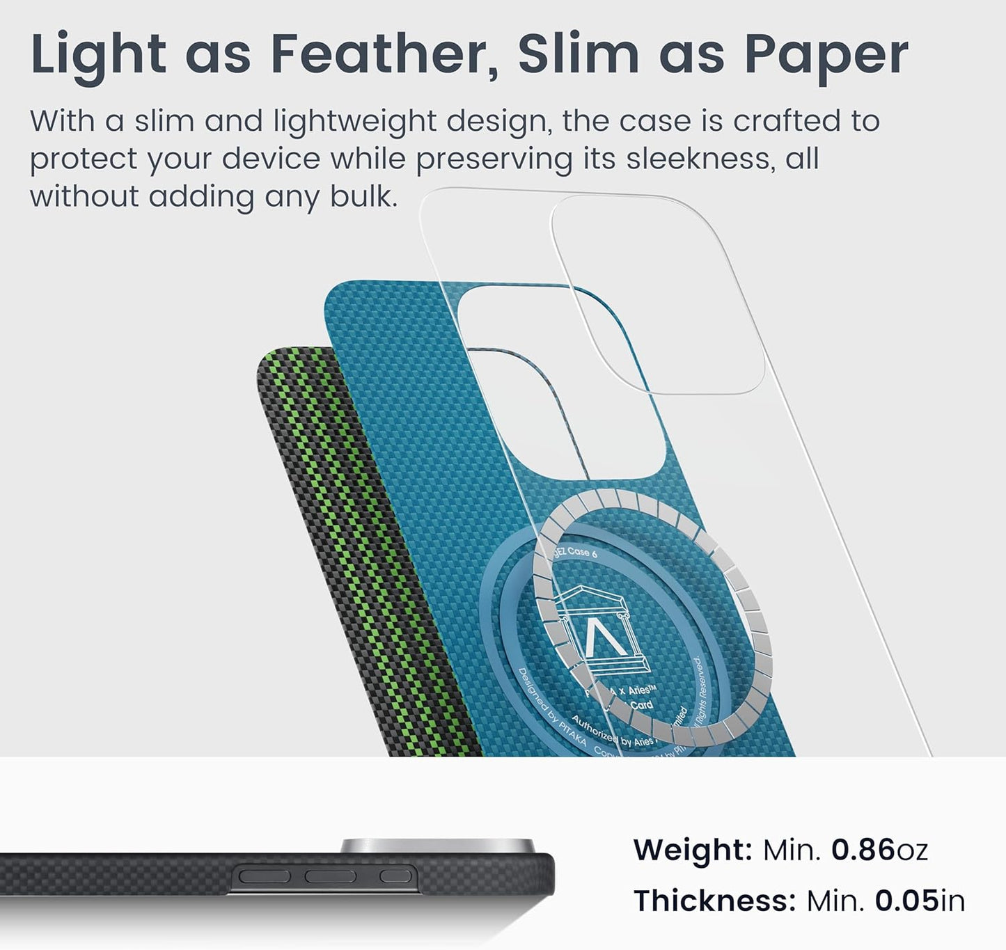 Aries Collaborative Luminous Case Tactile Woven Case for iPhone 16 Series - Credit card
