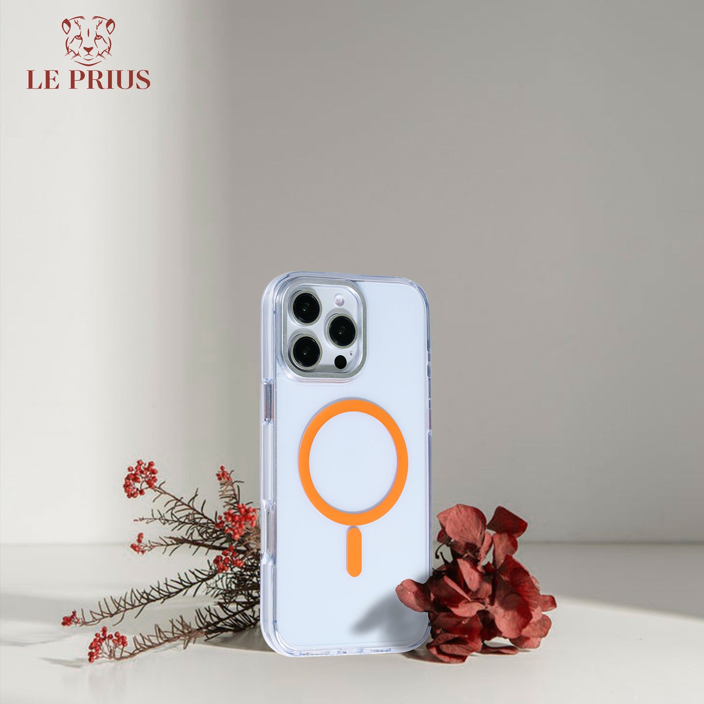 Le Prius Bali Clear Case For iPhone 16 Series - Orange