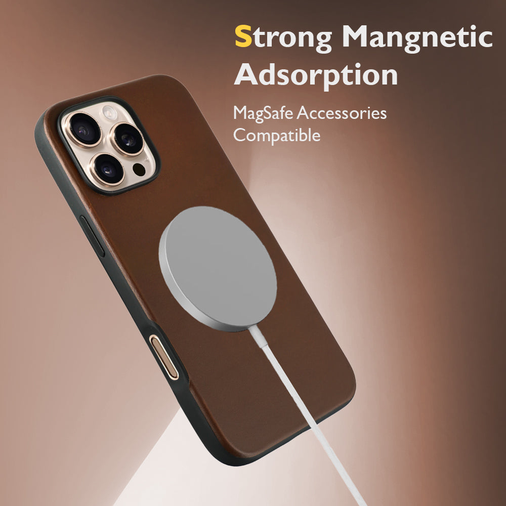 Elmas American Leather Case for iPhone 16 Series-Brown