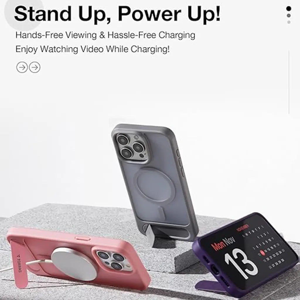 Magnetic Seamless Stand Case for iPhone 15 Pro Max -Gray