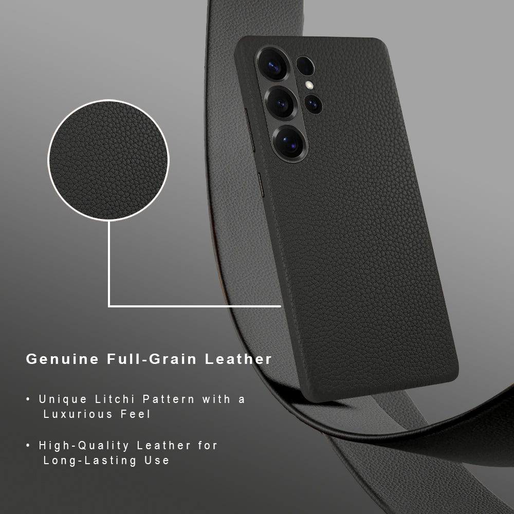 A-Case Amur Genuine Leather Case for Galaxy S25 Ultra -Black