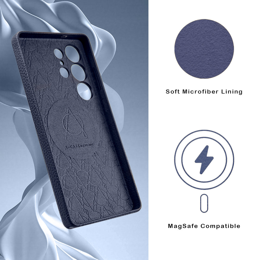 A-Case Amur Genuine Leather Case for Galaxy S25 Ultra - Blue