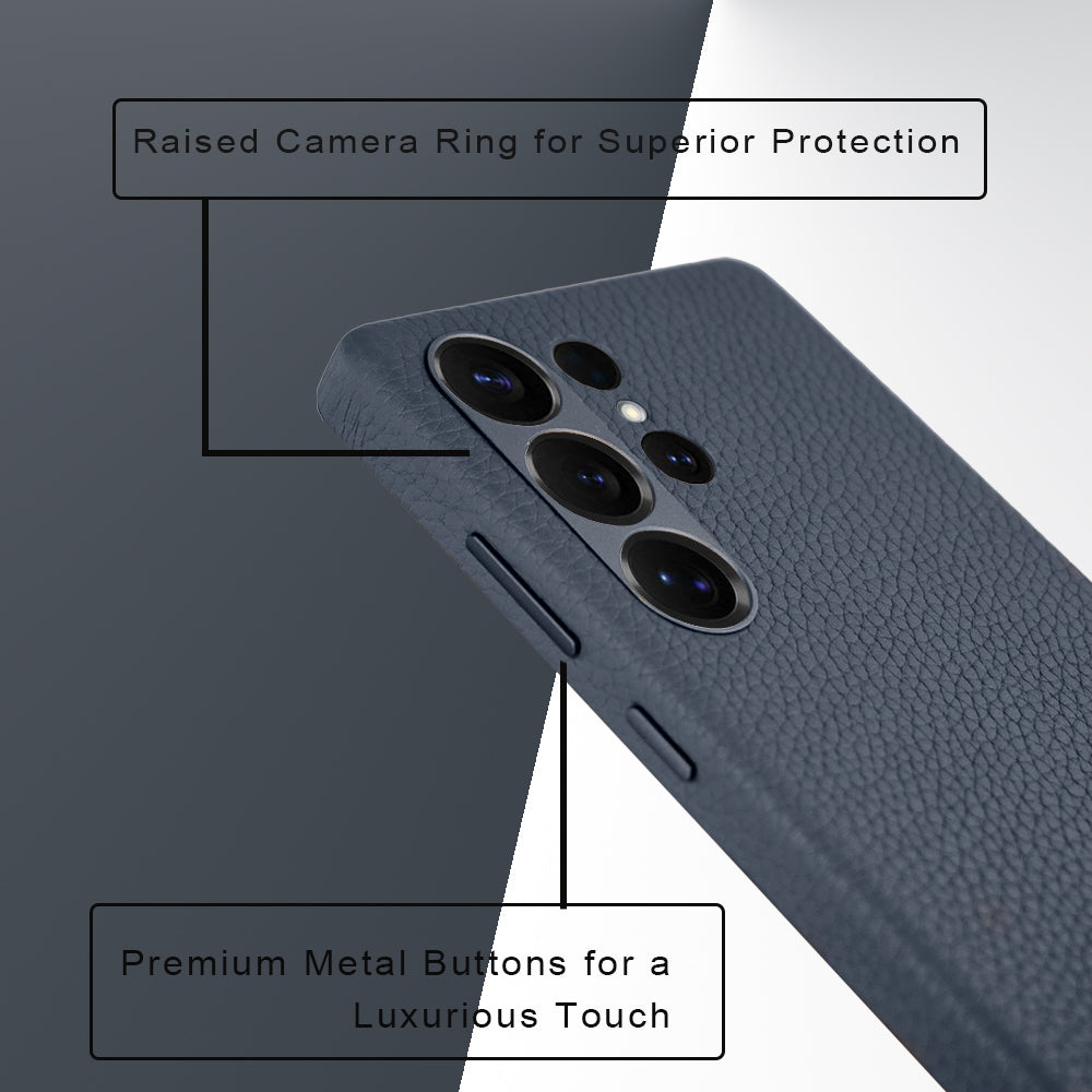 A-Case Amur Genuine Leather Case for Galaxy S25 Ultra - Blue