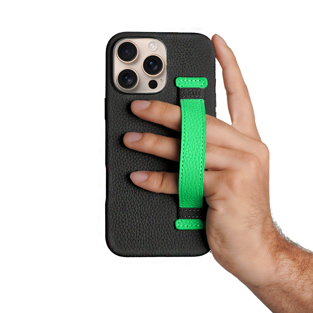 Amur Pro Leather Case For iPhone 16 Series-Green/Black