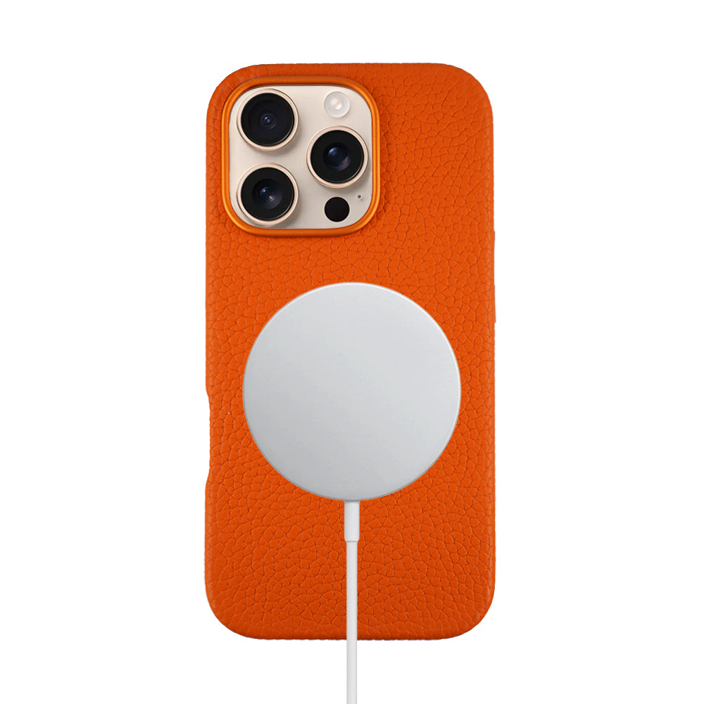 A-case Amur Genuine Leather case for iPhone 16 Series - Orange