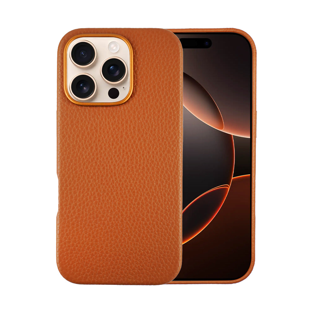 A-case Amur Genuine Leather case for iPhone 16 Series - Orange