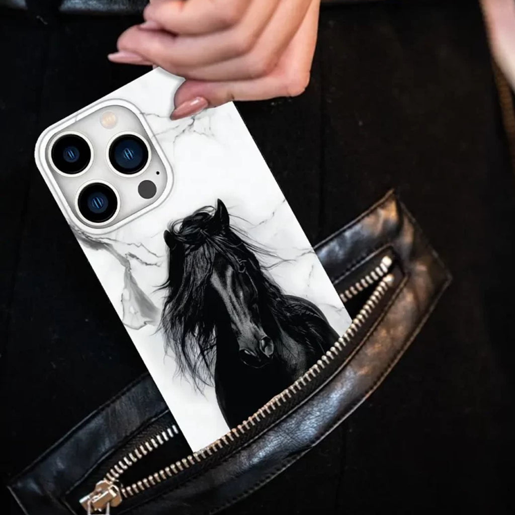 Le Prius Wild Series IMD Printed Case for iPhone 15 Series - Black Horse
