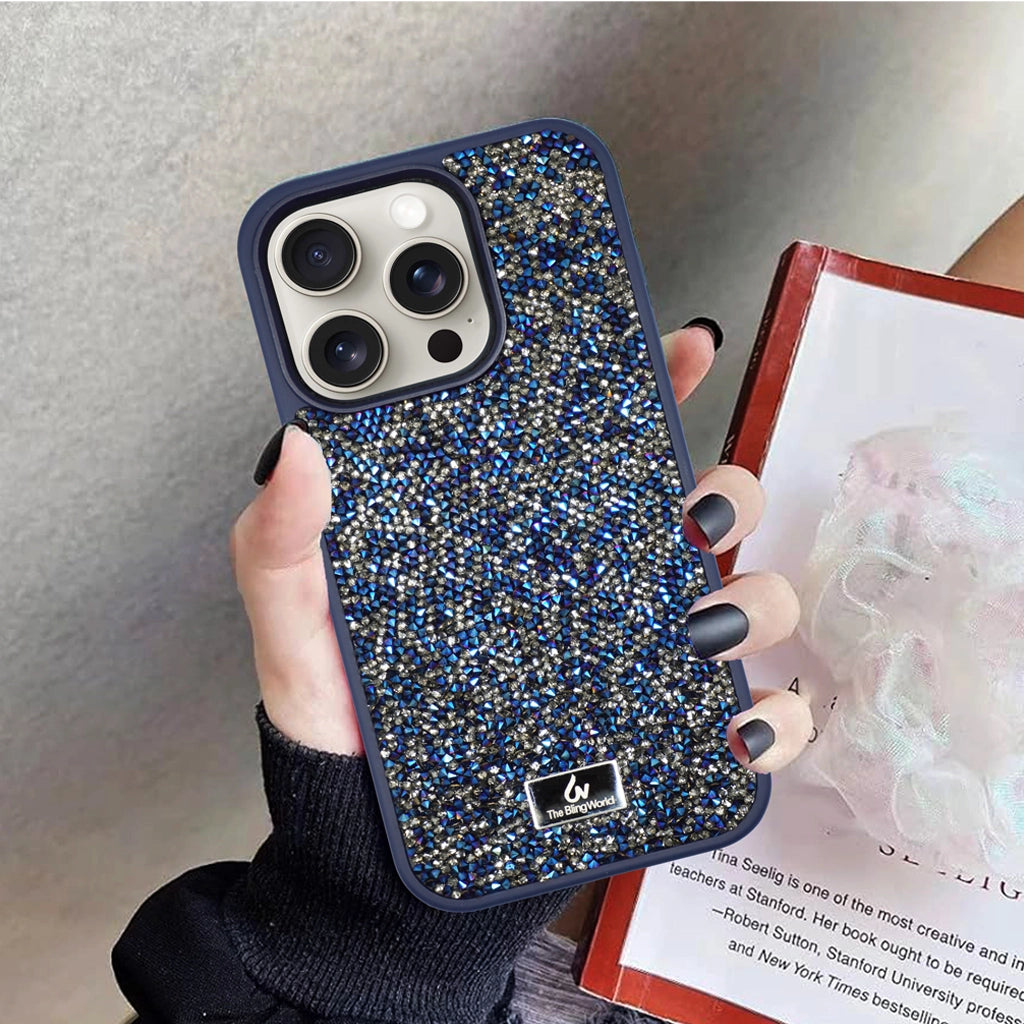 Crystal Studded Phone Case for iPhone 15 pro Max - Blue