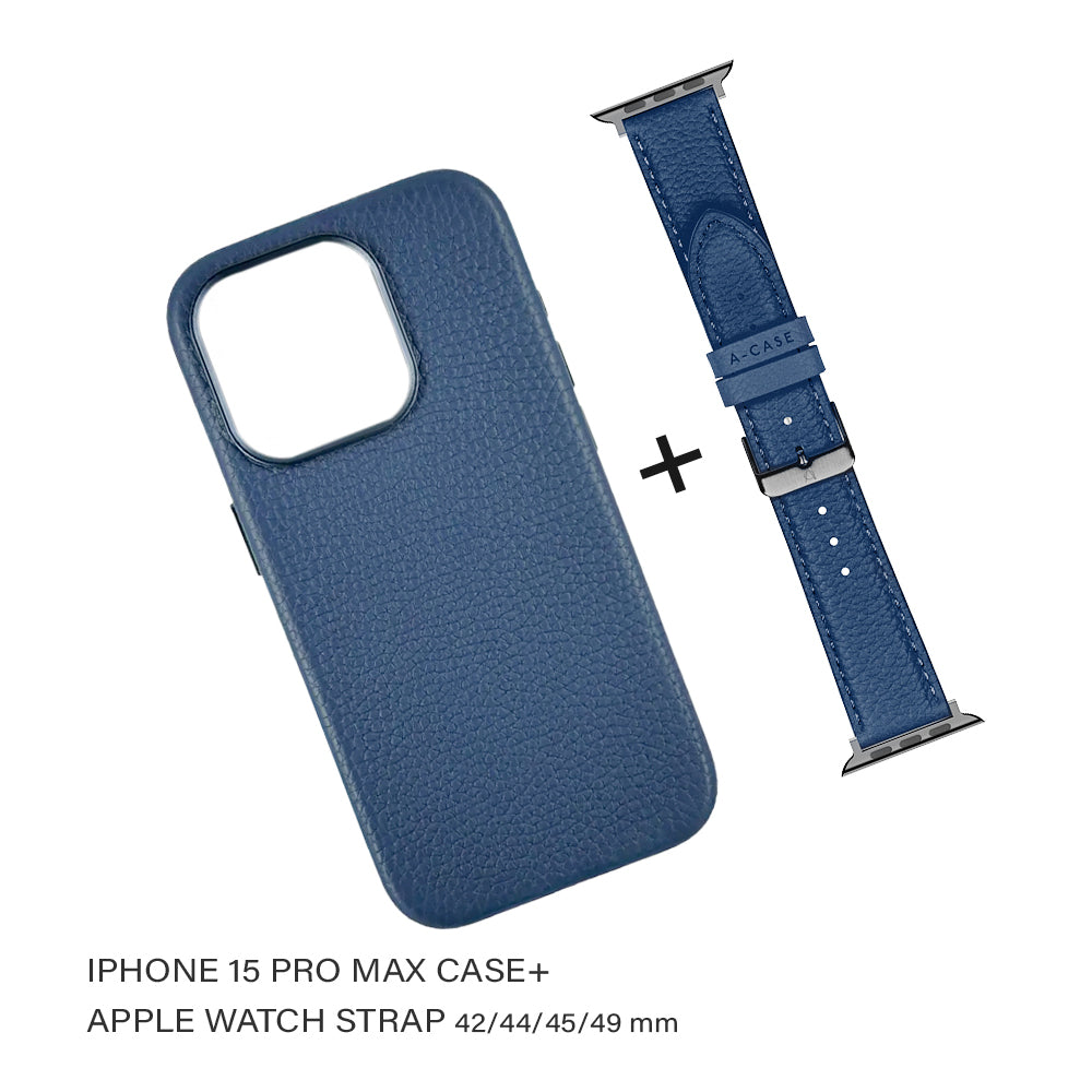 Amur Bundle pack for iPhone 15 Series Case & Apple Watch Strap 42/44/45/49MM -Blue