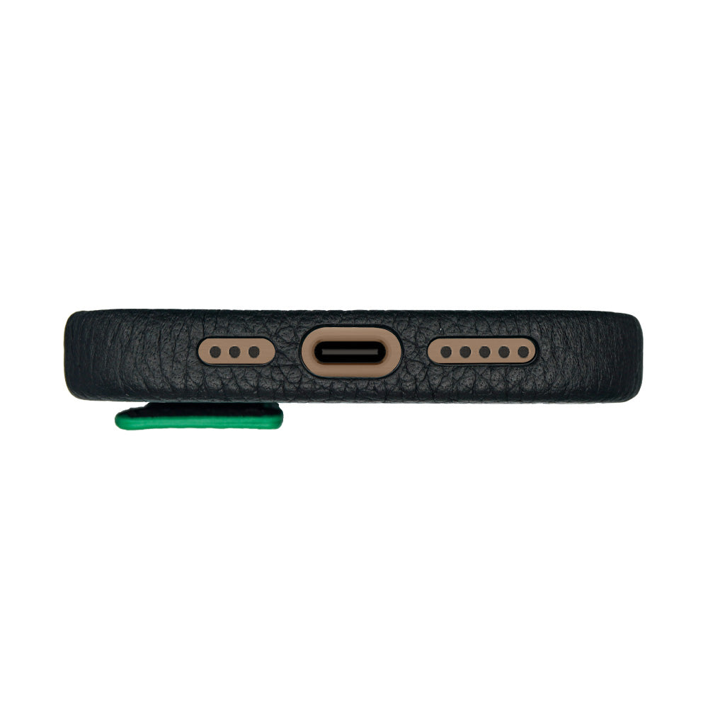 Amur Pro Leather Case For iPhone 16 Series-Green/Black