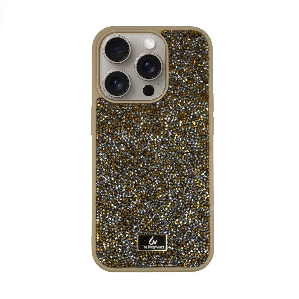 Crystal Studded Phone Case for iPhone 15 pro Max -Rose Gold