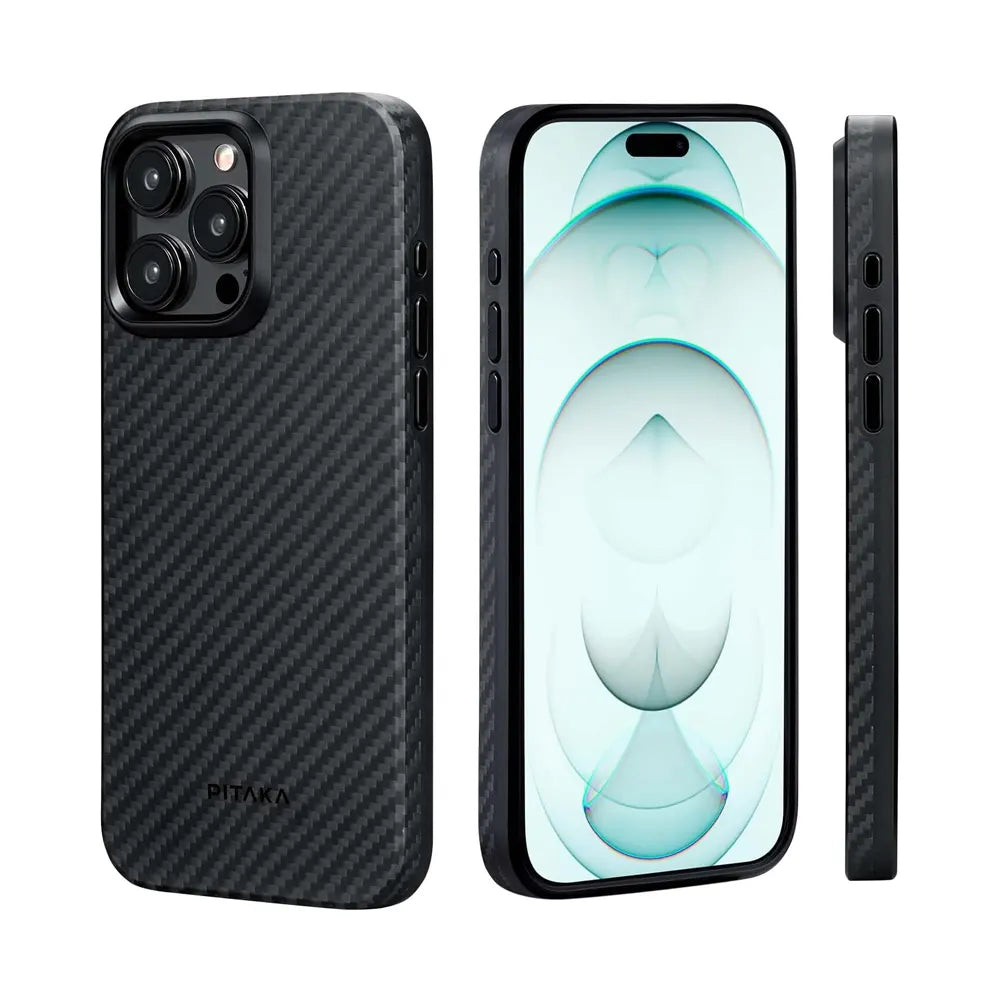 Pitaka Tactile Woven Case for iPhone 15 Series 1500D - Black/Gray
