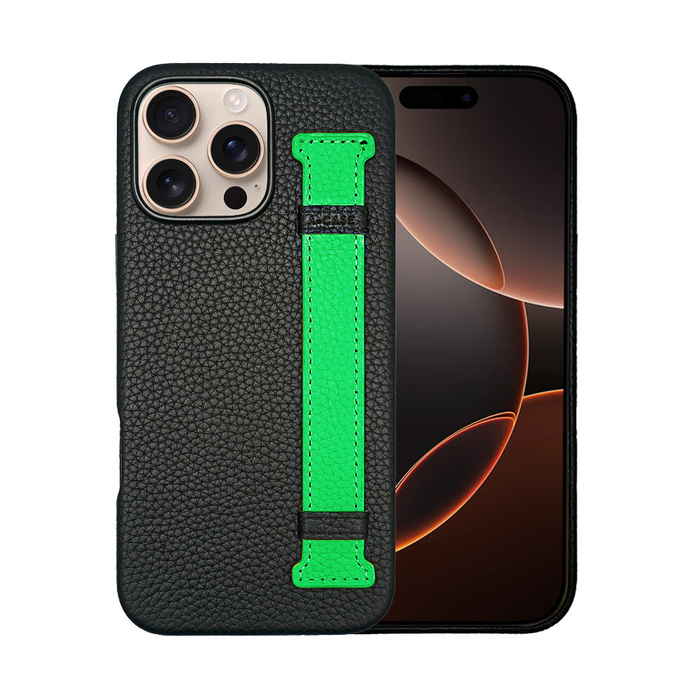 Amur Pro Leather Case For iPhone 16 Series-Green/Black