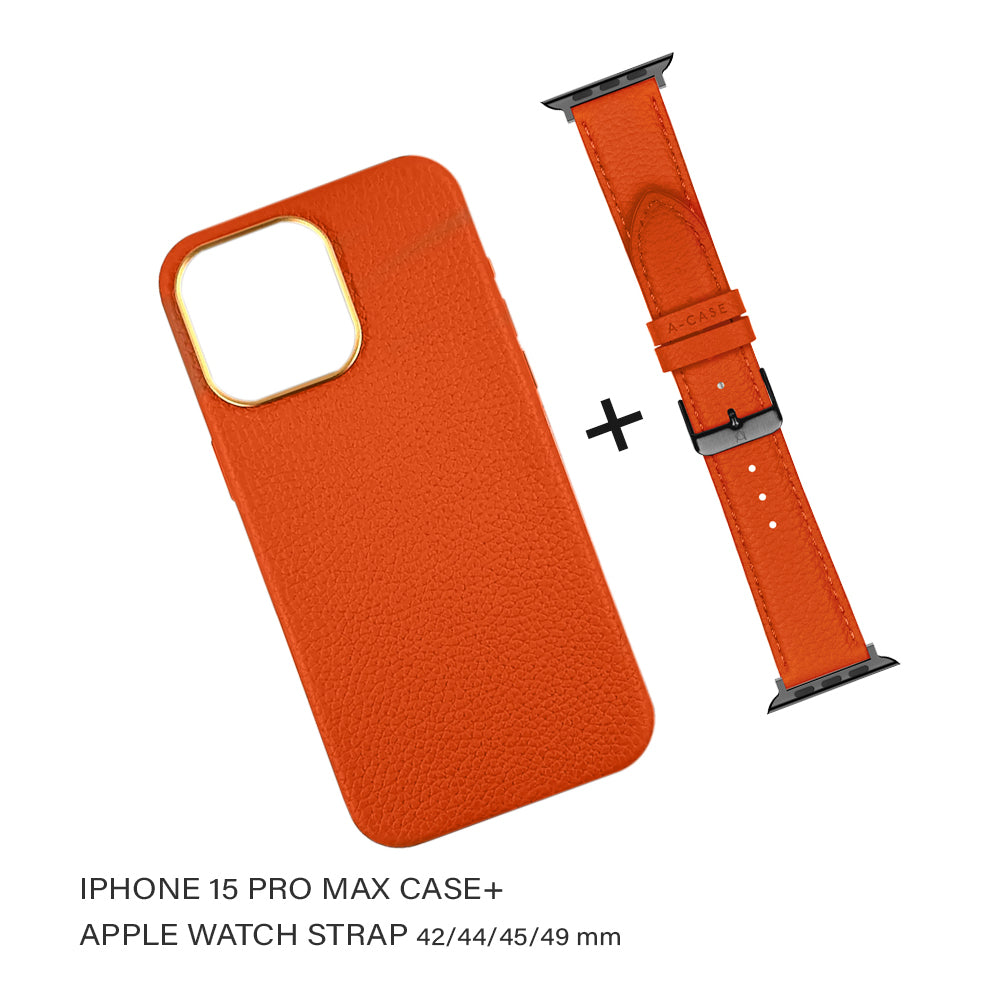 Amur Bundle pack for iPhone 15 Series Case & Apple Watch Strap 42/44/45/49MM -Orange