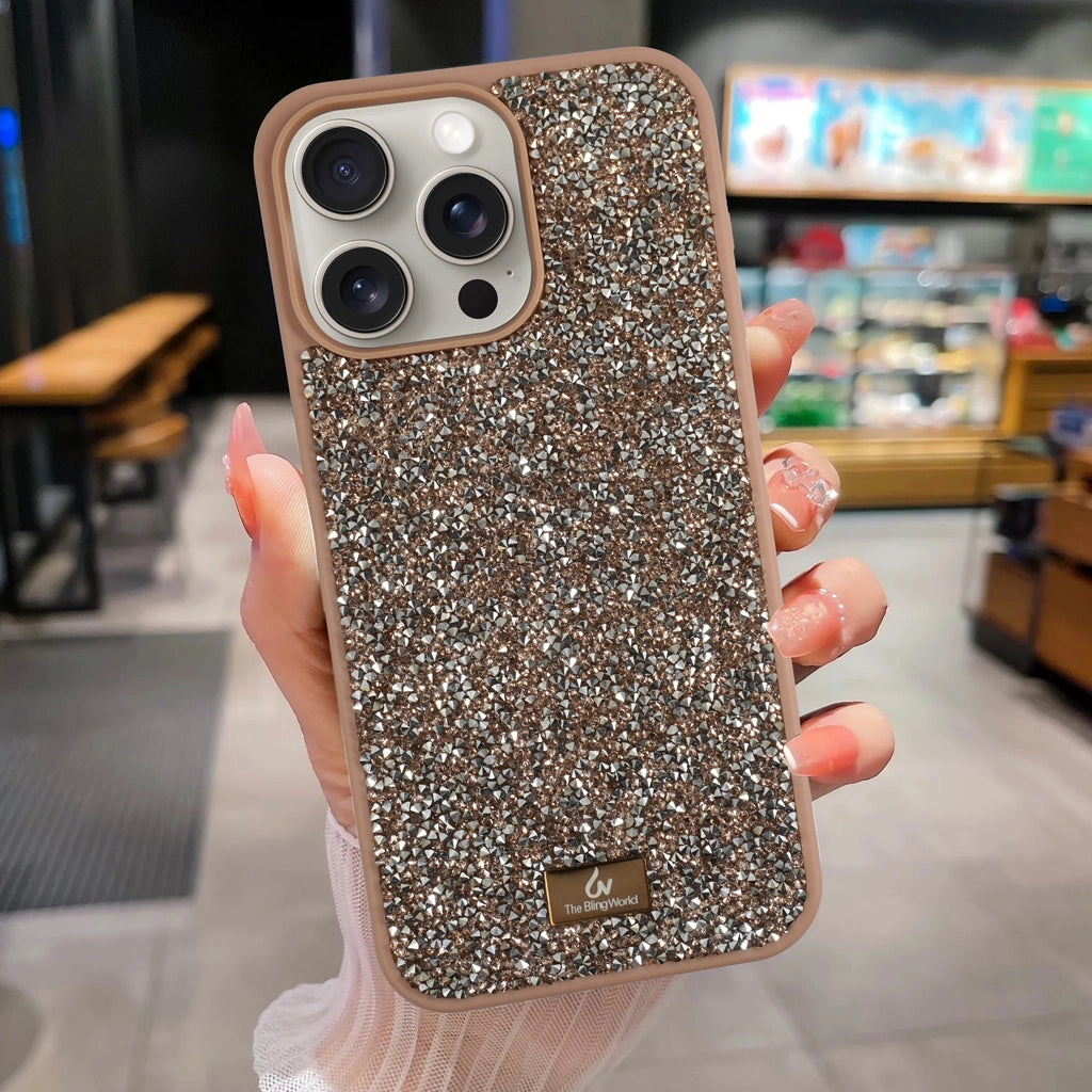 Crystal Studded Phone Case for iPhone 15 pro Max -Rose Gold