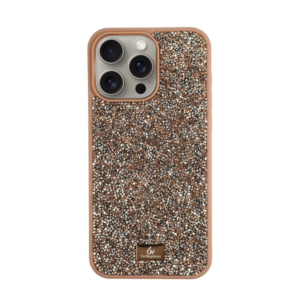 Crystal Studded Phone Case for iPhone 15 pro Max -Gold