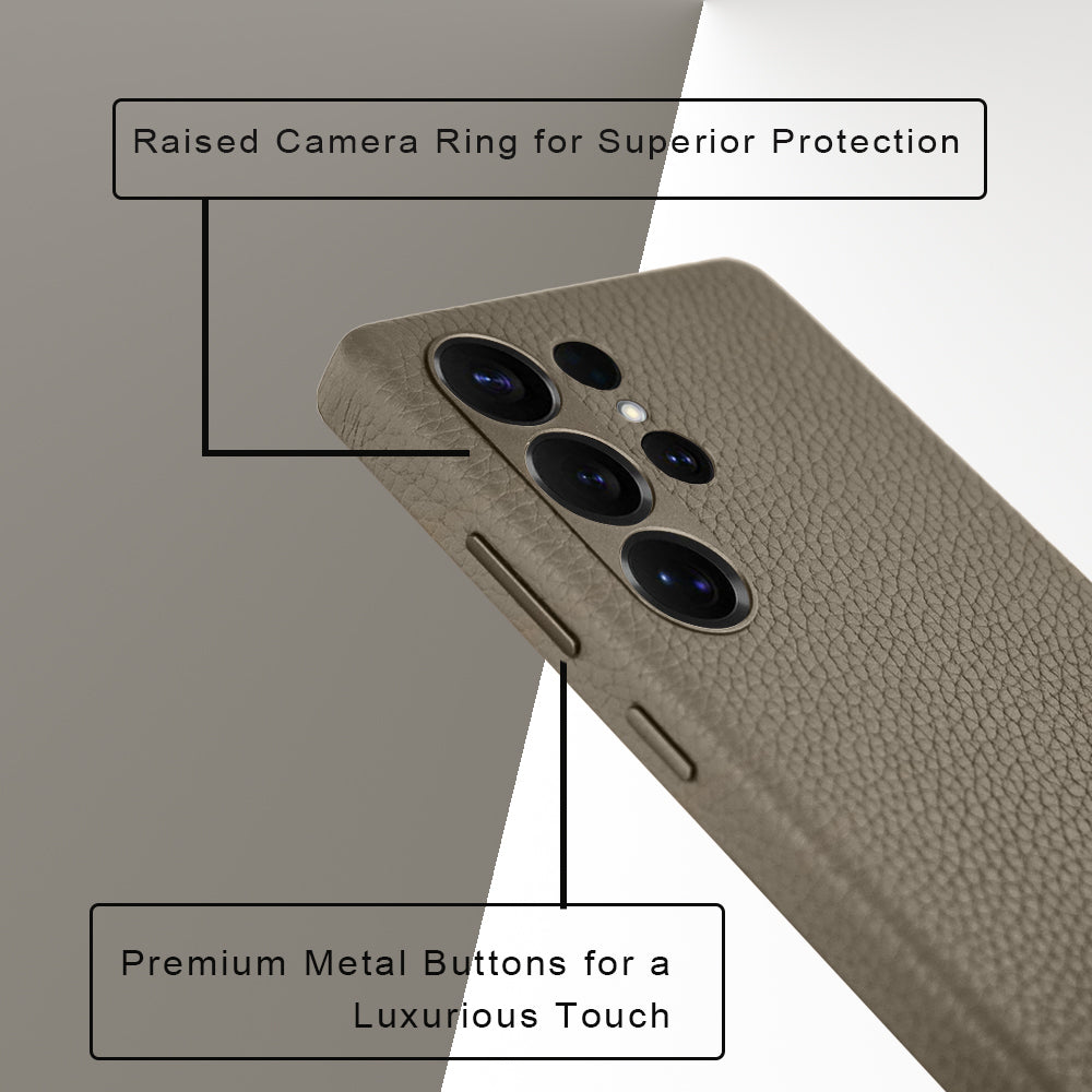 A-Case Amur Genuine Leather Case for Galaxy S25 Ultra - Titanium