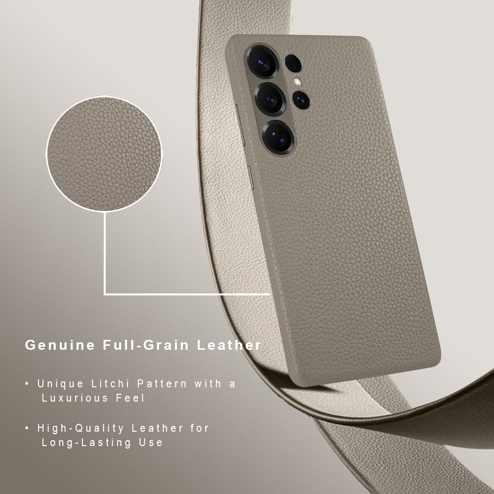 A-Case Amur Genuine Leather Case for Galaxy S25 Ultra - Titanium