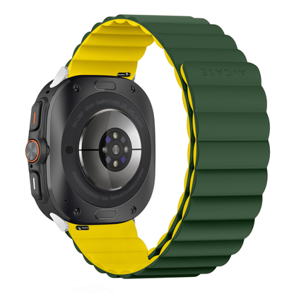 Invix Samsung Galaxy Watch Ultra Silicone Magnetic Band - Green/Yellow