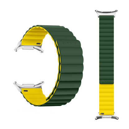 Invix Samsung Galaxy Watch Ultra Silicone Magnetic Band - Green/Yellow