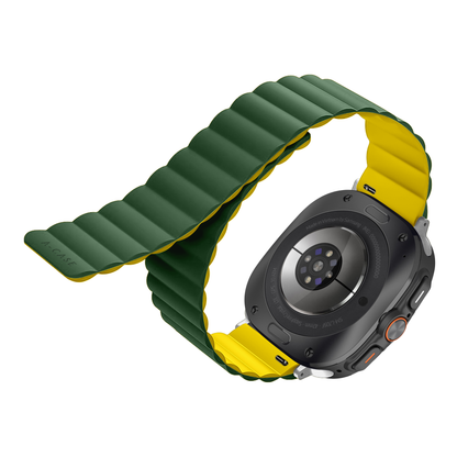 Invix Samsung Galaxy Watch Ultra Silicone Magnetic Band - Green/Yellow