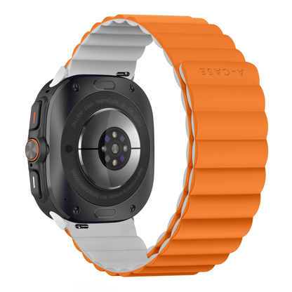 Invix Samsung Galaxy Watch Ultra Silicone Magnetic Band - Orange/White