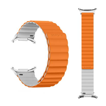 Invix Samsung Galaxy Watch Ultra Silicone Magnetic Band - Orange/White