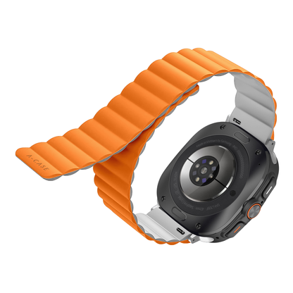Invix Samsung Galaxy Watch Ultra Silicone Magnetic Band - Orange/White