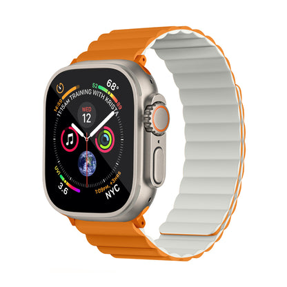 Invix Apple Watch Silicone Magnetic Band - Orange/Titanium