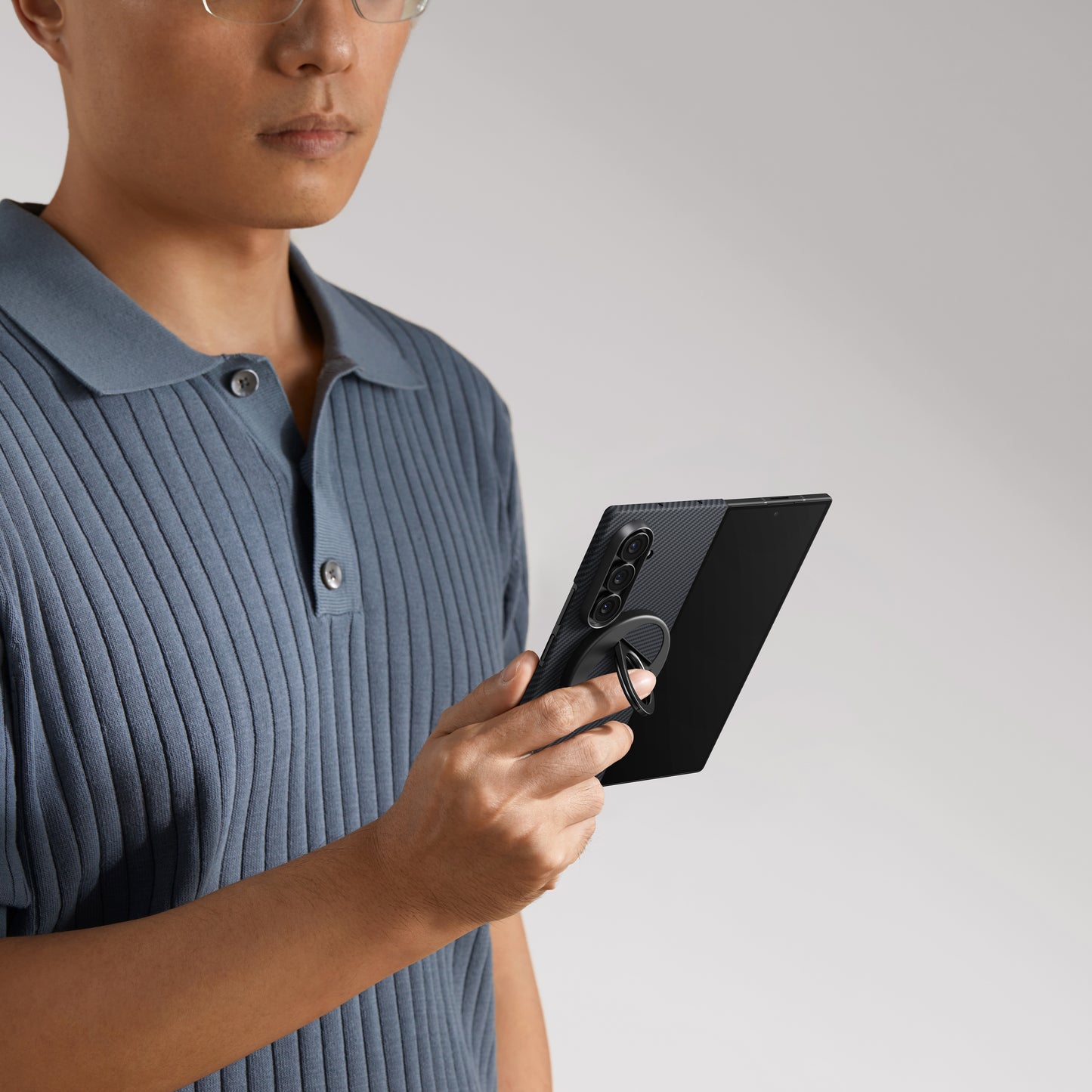 Pitaka Z Fold 7  Fusion  Weaving Case With Ultra-Slim Touch - Black/Gray