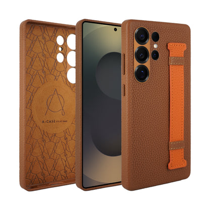 Amur Pro Leather Case For S25 Ultra - Brown/Orange