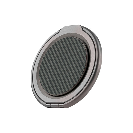 Kavar Aramid Fiber Magnetic Phone Grip with Metal Stand - Black