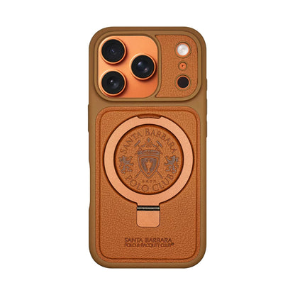 Santa Barbara Polo & Racquet Club Primo Built-in Foldable Kick Stand Case for iPhone 17 Series - Brown