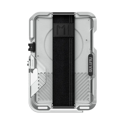 Aulumu G03 Multi-Tool Magnetic Metal Wallet Frosted Cover MagSafe - Silver