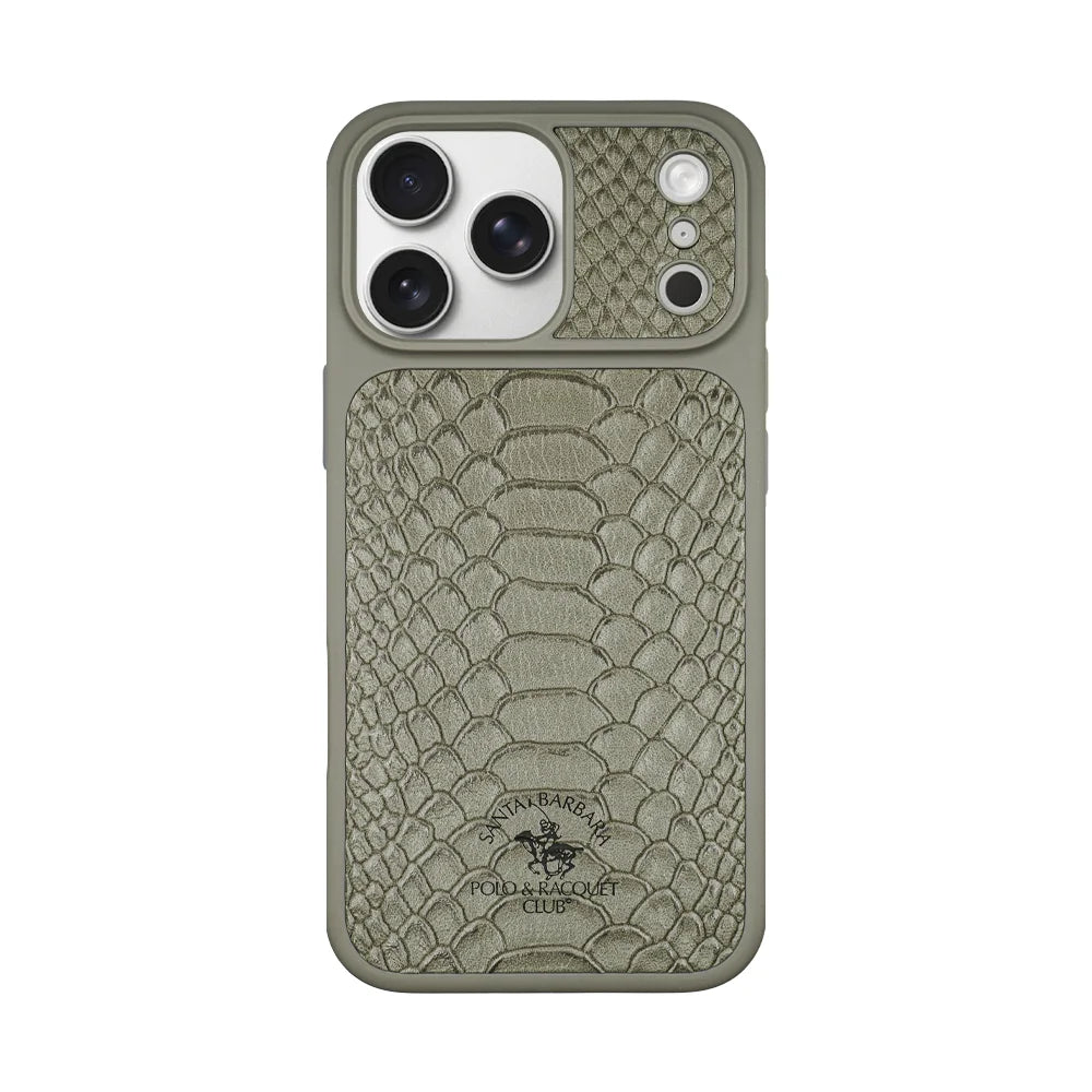 Santa Barbara Polo & Racquet Club Knight  Premium Snake Texture  Case for iPhone 17 Series - Gray