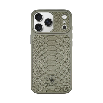 Santa Barbara Polo & Racquet Club Knight  Premium Snake Texture  Case for iPhone 17 Series - Gray