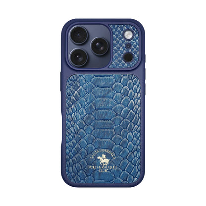 Santa Barbara Polo & Racquet Club Knight  Premium Snake Texture  Case for iPhone 17 Series - Blue