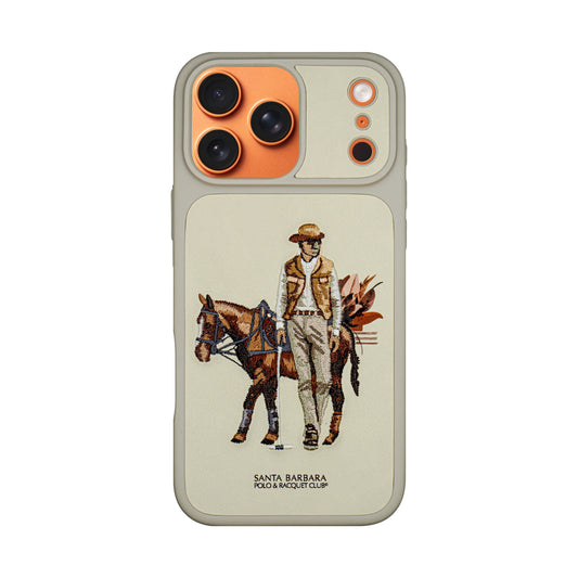 Santa Barbara Polo & Racquet Club Cedric Elegant Horse Embroidery  Case for iPhone 17 Series - Biege